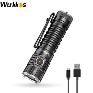 Torches Wurkkos New TS21 Rechargeable Flashlight 3500LM EDC Torch 3* SST20 Emitter Anduril 2.0 Magnet Tail Stainless Steel Bezel Camping HKD230902