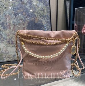 Luxury Designer Garbage Bag shopping tote handbag drawstring pearl chain caviar Cowhide Leather Hasp Belts handbags women clutch cross body shoulder bags purse