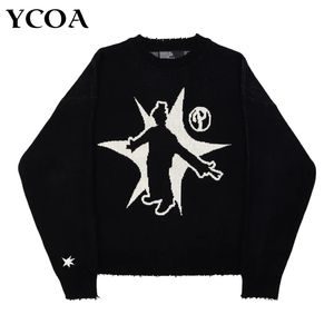 Men's Sweaters Men's Winter Sweater Pullovers Knit Long Sleeve Tops Hip Hop Korean Fashion Harajuku Jumper Gorhic Coat Y2k Streetwear Clothing 230901