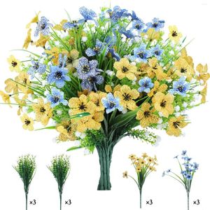 Decorative Flowers Artificial Violets And Gypsophila Bouquet For Outdoor UV Resistant Realistic Wild Wedding Garden Fake Flower