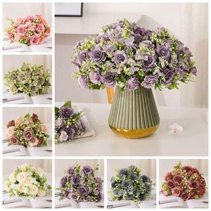 Decorative Flowers Simple Romantic Simulated Peony Bouquet Wedding Party Flower Arrangement Valentine's Day Colorful Artificial