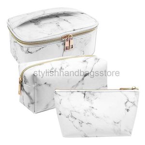 Totes ASDS-3 Set di borse per trucco in marmo Borsa da toilette portatile Organizzatore impermeabile Borse per pennelli per truccoborse elegantinegozio