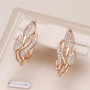 Stud Earrings Kinel Vintage Hollow Flower 585 Gold Color Boho Ethnic Wedding Cilp For Women Elegant Fashion Jewelry Gift