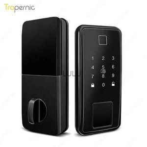 Door Locks Metal Pane Smart Deadbolt Front Door Alexa WiFi TTlock App Biometric Fingerprint keyless Entry Keypad door lock with Gateway HKD230902