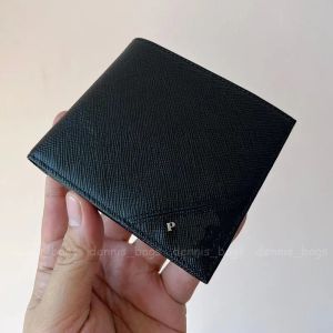MAN Designer Clutch Wallets حاملي بطاقات الائتمان محفظة قصيرة من الجلد الأسود حامل بطاقة العمل الأسود