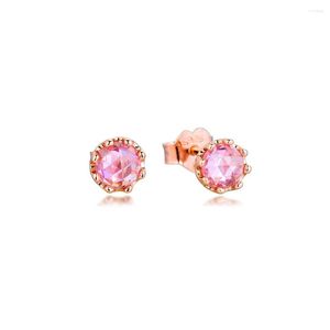 Orecchini a bottone per donna Corona scintillante Cristalli rosa Regalo Amante Accessori gioielli in argento sterling 2023