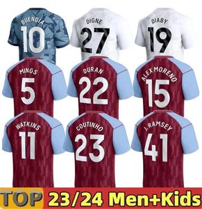 23 24 Camisas de futebol Kids Kit Home 2023 2024 Aston Villas Camisa de futebol Away Fans Versão Camisetas MINGS McGINN BUENDIA WATKINS Maillot Foot