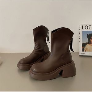 두꺼운 하단 여성 부츠 패션 지퍼 플랫폼 방수 신발 새로운 가을 겨울 여자 신발 신발 35-40
