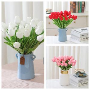 Fiori decorativi 10 pezzi di tulipani artificiali Real Touch Tulipano finto bouquet di fiori finti per decorazioni di nozze per feste fai da te