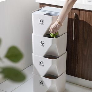 Lixeiras de lixo classificando lata de lixo doméstico com tampa sala de estar cozinha cesta de papel molhado e seco pilha de separação plástico 230901
