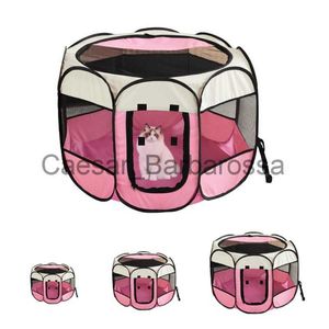 Canis Canais Portátil Dobrável Pet Tent Dog House Gaiola Octogonal para Cat Tent Playpen Filhote de Cachorro Canil Fácil Operação Cerca Ao Ar Livre Grande Cães Casa X0902