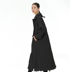 Koreansk stil original klänning 2023 höst och vinter ny stor storlek kvinnor lös tunn lång kappa