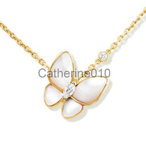 Pendant Necklaces Luxury necklace Designer Jewelry Two butterfly Pendant Necklaces for women rose gold diamond Red Bule White Shell stainless steel pla J230902