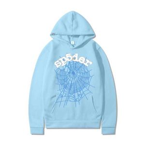 hoodiemens hoodies tröjor blå hoodie män kvinnor hip hop ung thug spindel bred 555555 tryck pullover hoody ljus