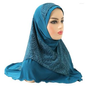 Abbigliamento etnico 1 pezzo ragazza cappello di velo con cuciture in pizzo foulard di lino di cristallo sciarpa da donna regalo per feste universale