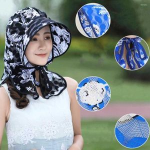 Cappellini da ciclismo Cappello da sole anti-UV Cappelli da secchiello pieghevoli con stampa floreale portatili Protezione UV a tesa larga da donna