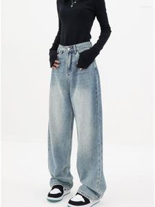 Jeans da donna a vita alta tendenza pantaloni coreani da strada larghi Mop Pantaloni moda primavera/autunno pantaloni casual a gamba larga
