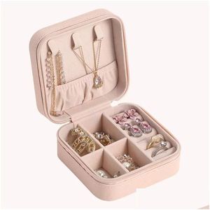 Packing Boxes Wholesale Portable Jewelry Organizer Display Travel Jewellery Case Pu Leather Storage Cases Earring Holder Drop Delivery Dhk7M