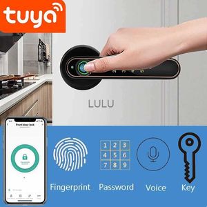 Door Locks Tuya Smart Door Lock Biometric Fingerprint Lock with APP Bluetooth Password Key Keypad Voice Unlock Electronic Hotel Door Lock HKD230902