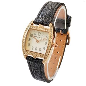 Armbanduhren PABLO RAEZ Top Mode Diamant Frauen Kleid Casual Quarz Damenuhr Orange Leder Wasserdichte Uhren