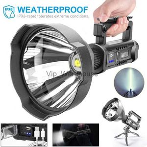 Facklor P90 Portabel kraftfull LED -ficklampa Monterbar konsol Handhållen sökljus USB -uppladdningsbar Spotlight Waterproof Torch Light HKD230902