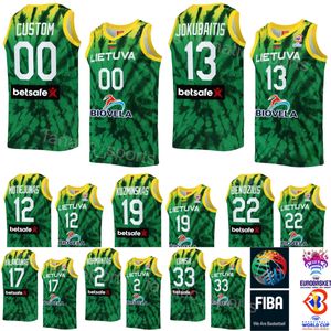 Print Lithuania Basketball 8 TADAS SEDEKERSKIS Jerseys 2023 World Cup National Team 33 Tomas Dimsa 17 Jonas Valanciunas 2 Margiris Normantas 13 Rokas Jokubaitis