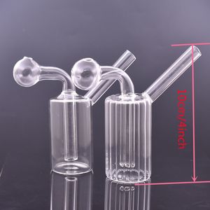 Klare Mini-Glas-Ölbrenner-Bong-Shisha-Wasserpfeifen mit dickem Pyrex Clear Heady Recycler Dab Rig Handbongs zum Rauchen, Aschefänger-Blase