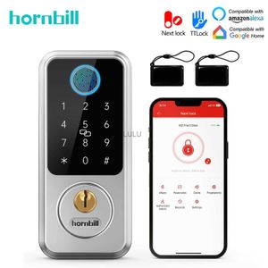 Fechaduras de portas Hornbill Fingerprint Smart Door Lock Deadbolt Biométrico Eletrônico Keyless Entry Door Locks Front Auto para acesso de segurança doméstica HKD230902