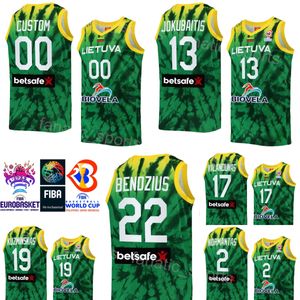 Print Basketball Lithuania World Cup 22 Eimantas Bendzius Jersey 31 VAIDAS KARINIAUSKAS 12 Donatas Motiejunas 19 Mindaugas Kuzminskas 20 DONATAS MOTIEJUNAS