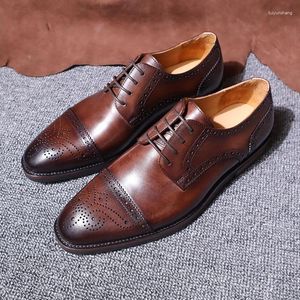 Scarpe eleganti da uomo Brogue da matrimonio di alta qualità da uomo d'affari stringate moda scarpa da uomo intagliata Oxford