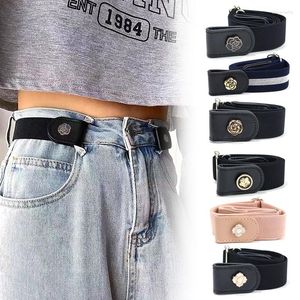 Bälten jeans osynligt elastiskt bälte utan spänne kvinnor koreansk stil fast färg byxor tillbehör sträcker lätt att bära midja