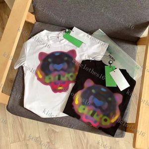 Barn t skjortor tiger huvud tryck bokstäver kläder sommar flicka t-shirts mode söta toppar bekväma casual barn kläder pojke baby mönster stil tees