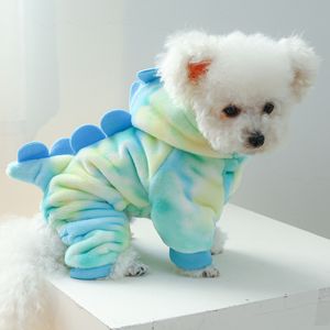 Hundkläder flanell halloween pyjamas för små hundar 4 färg husdjur totalt jumpsuit kläder höst vinter pomeranian Yorkie tillbehör 230901