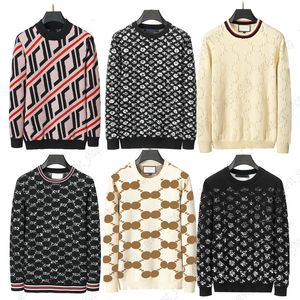 Projektant Autumn Luxury Mens Sweter Pullover Slim Fit Knit Casual Bluza Geometria Patchwork Kolor Druku