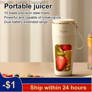 Juicers 2023 New Rechargeable Mixers Fresh Fruit Juicers Usb Portable Juice Bottle Mini Fast Electric Blender Smoothie Ice Maker Home Q230901