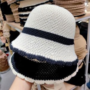 Boinas femininas de malha de tricotar o balde de bloqueio respirável colorblock sun taps feminino bob pescador fisherman viagens ao ar livre gorros panamá