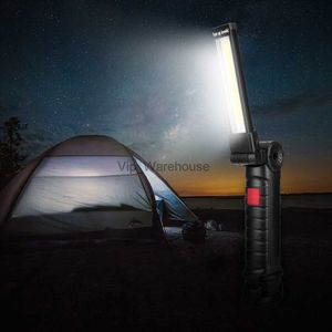 Torches Cob Folding Work Light Multi-Funkcja Domowa Pochodnia 5 Tryby oświetlenia latarki z Hook Outdoor Light HKD230902