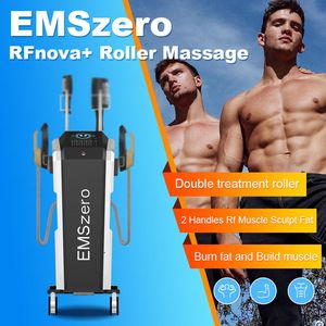 Emszero 2 em 1 máquina de massagem com rolo EMSlim Building estimulador muscular 4 alças RF Slim EMS escultura corporal 14 Tesla levantamento de nádegas HIEMT equipamento de beleza de emagrecimento