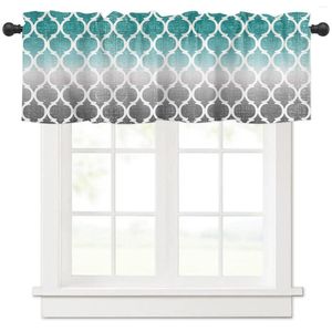 Curtain Moroccan Cyan Turquoise Grey Gradient Retro Short Curtains Kitchen Wine Cabinet Door Window Small Home Decor Drapes