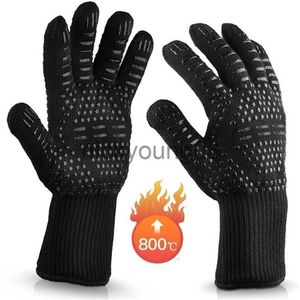 Five Fingers Gloves One Pair Oven Mitts High Temperature Resistance Sile Kitchen Microwave Glove Air Fryer Barbecue BBQ Baking Gloves 211124 x0902