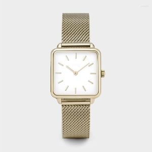 Armbanduhren Paar Unisex Uhr für Männer Frauen Quarzuhren Damen Einfache Minimalistische Reloj Männliche Uhr Quadratisches Zifferblatt Rechteckiges Gehäuse