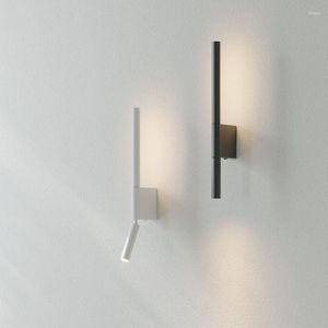 Wall Lamp Black Long Mount Bedside LED Night Reading With Switch Minimalist Modern El Rotatable Sconce Light Fixture