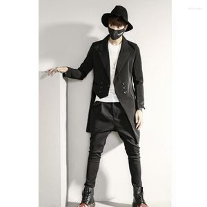 Men's Suits Fashion Korean Online Shop Suit Coat Slim Long Double Breasted Sleeve Solid Color Dress