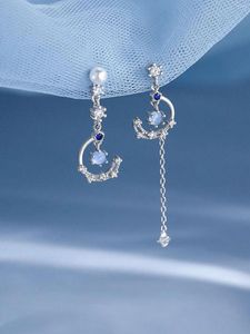 Dangle Earrings Light Luxury Zircon Moon Star Asymmetric Stud For Women Crystal Cloud Pearl Earring Girl Jewelry Gifts
