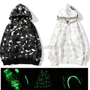 Heta försäljning herr hoodies designer hoodie shark 2023 heta lysande kvinnliga tröjor brev camo hoody överdimensionerade bomullszip tröjor huvtröjor broderade