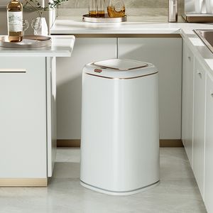 Waste Bins 40L Smart Sensor Trash Can Large Capacity Induction Bin Electric Touchless Wastebasket For Kitchen Bathroom with Lid 230901