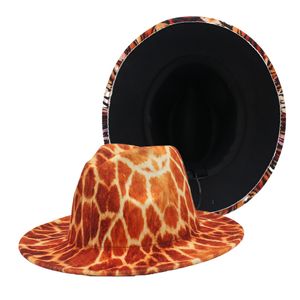 Houndstooth Top Hat Black Bottom Dwa kolor Fedora Hat Rapper Noble Wind Party Filt Cap Deer Tiger Stripe Panama Cowboy Sun Hat