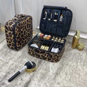 Totes 2021 New PU Leather Travel Large Capacity Beauty Makeup Case Leopard Waterproof makeup bag caitlin_fashion_ bags
