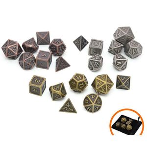 Outros suprimentos de festa festiva 7 Pçs / lote Metal Sólido Poliédrico DND Dice Conjunto de 7 Antigo Cobre Ouro Sier Rpg Role Playing Game com Dro Dh8Wg