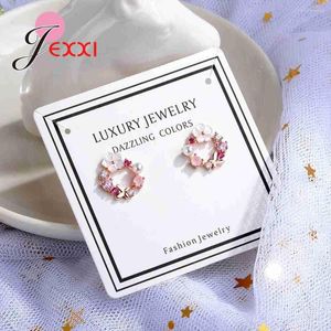 Dangle Earrings Real 925 Pure Sterling Silver Cubic Zirconia Unique Heart Style Circle For Women Female Lively Party Accessories